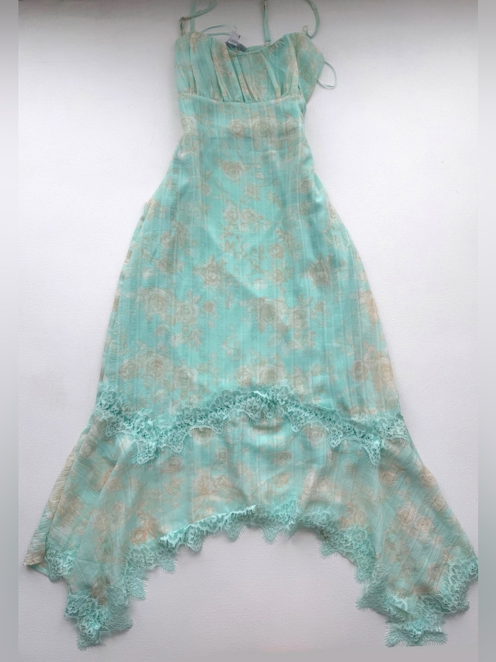 And Now This Mint Floral Lace Handkerchief
Midi Dress